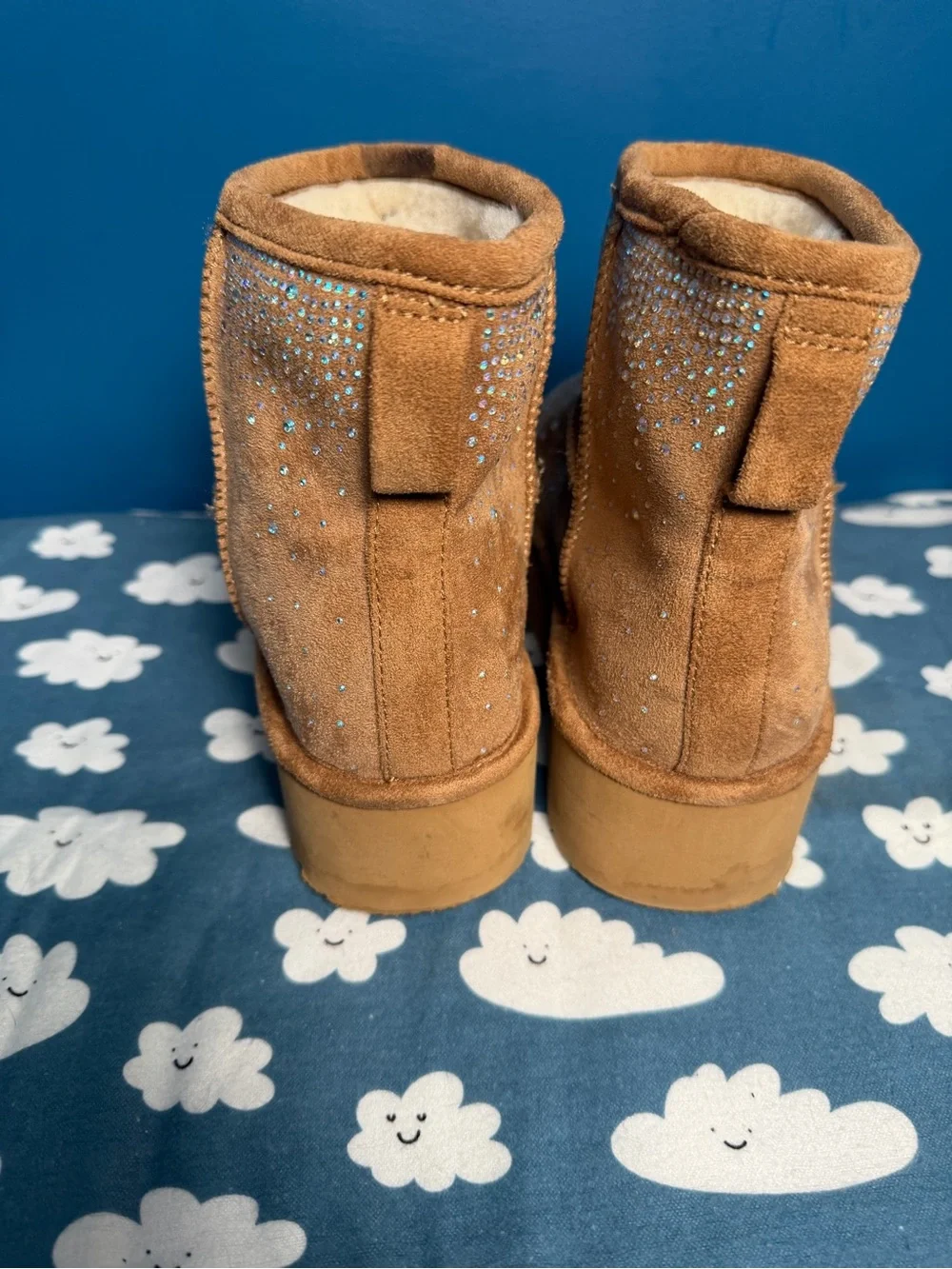 Madden Girl Rhinestone Platform Mini Boots Youth Size 7